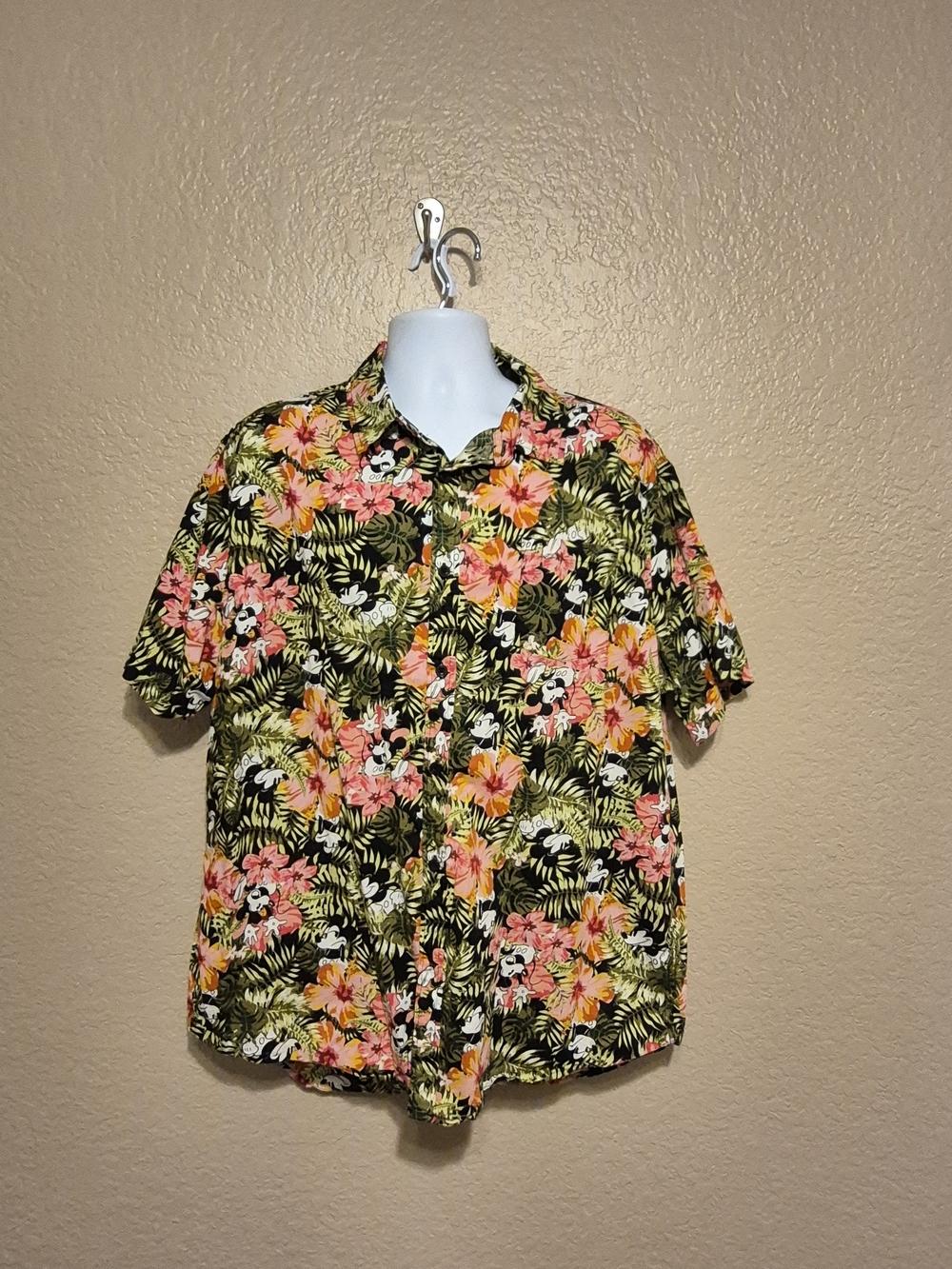 Disney Men's Mickey Mouse Tropical Hawaiian Shirt~ Sz XXL~ Floral~Tropical